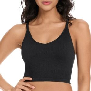 Lemon Ribbed Yoga Bra Women's Size XS Black Seamless NWOT